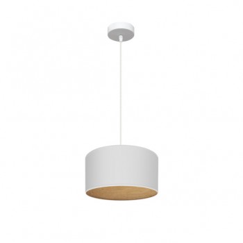 Distribuidor - Lâmpadas Diversas | Colgantes Moderno | COLGANTE TANIA 1XE27 BLANCO/BLANCO-MADERA CLARA REGX30X30 CM Ref: 190093001